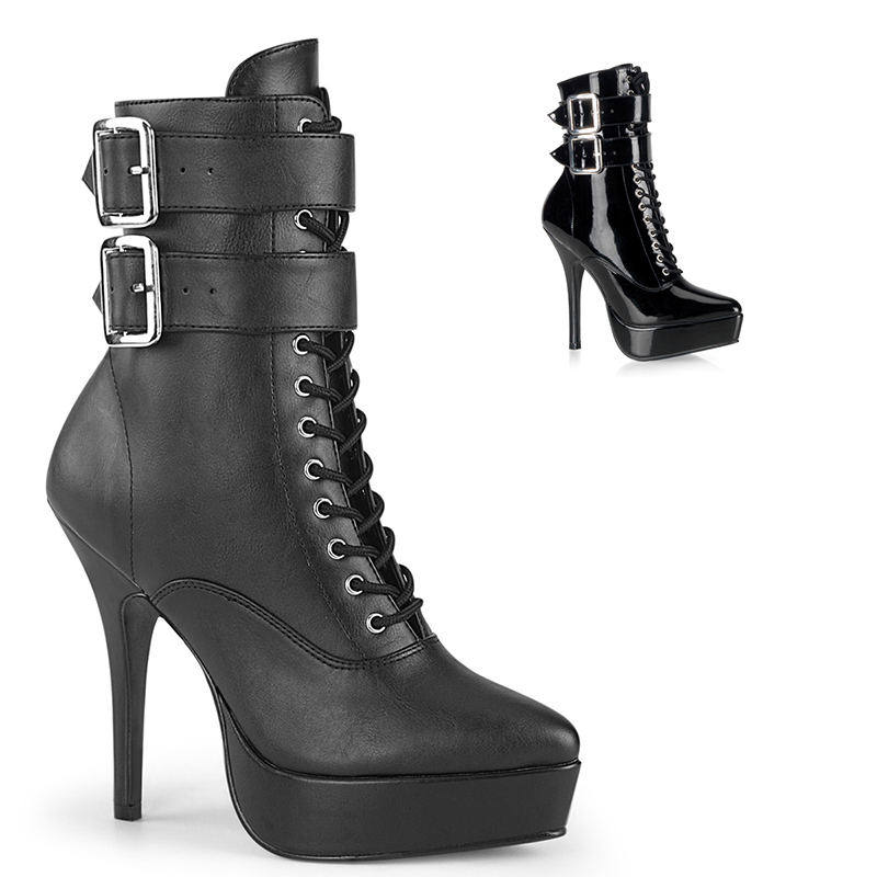 Bottines noires vernies ou mats à lacet - Pointure : 46 - Couleur : Noir Mat - Pleaser - Modalova