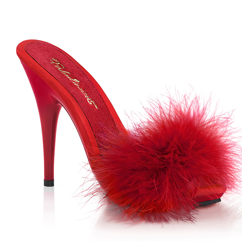 Mules rouges marabout talon haut - Pointure : 46 - Fabulicious - Modalova