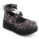 Ballerine gothique fleuri talon large