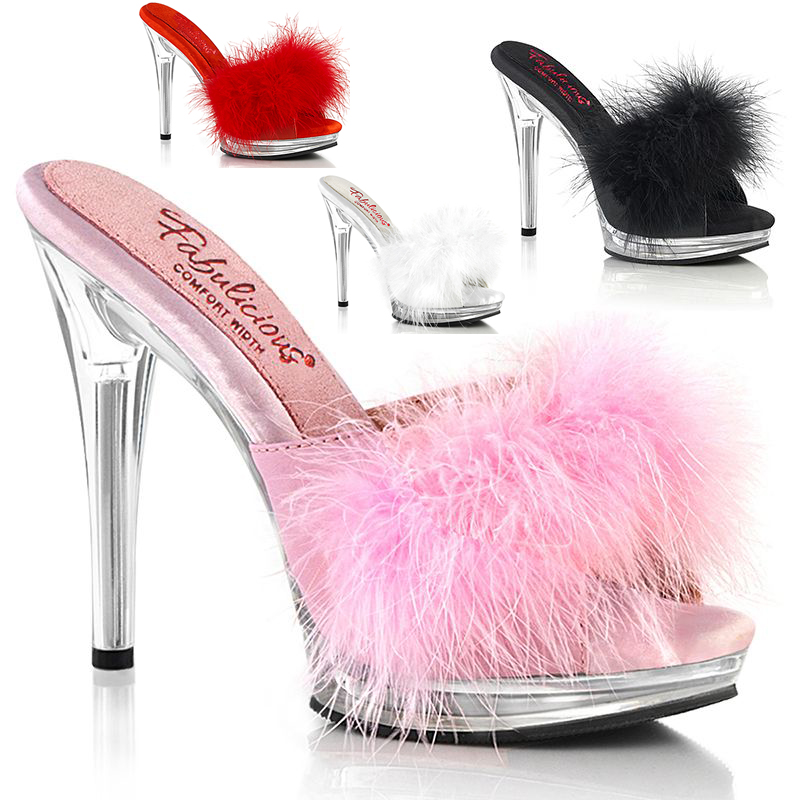 Mules d'intérieur noires ou rouge froufrou - Pointure : 41 - Couleur : Noir - Fabulicious - Modalova