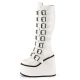 Bottes plateformes blanches vernies Demonia Cult Swing-815 à multiples boucles, style gothique et punk