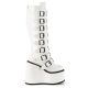 Bottes plateformes blanches vernies Demonia Cult Swing-815 à multiples boucles, style gothique et punk