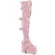 Bottes gothiques Demonia Cult Camel-305 roses à plateforme,