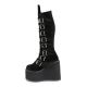 Botte punk noire veloursBottes gothiques femme Demonia Cult Swing-815 noires à plateforme haute et multiples boucles, disponible