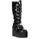 Bottes gothiques femme Demonia Cult Swing-815 noires à plateforme haute et multiples boucles, disponibles en plusieurs coloris