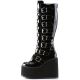 Bottes gothiques femme Demonia Cult Swing-815 noires à plateforme haute et multiples boucles, disponibles en plusieurs coloris