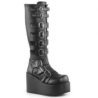 Chaussures gothiques bottes compensées coloris noir mat