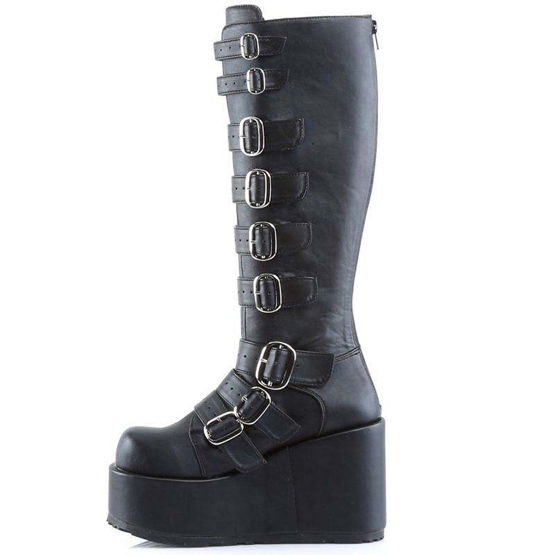 Botte femme noire talon haut compens gothique
