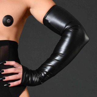 Mitaines longues en wetlook noir, accessoire de mode transgenre Catanzaro