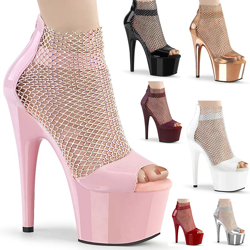 Sandale filet talon haut - Pointure : 42 - Couleur : Blanc - Pleaser - Modalova