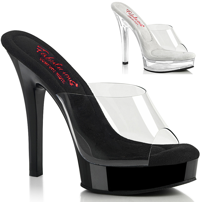 Chaussures mules noires et transparentes talon fin - Pointure : 41 - Couleur : Transparent - Fabulicious - Modalova