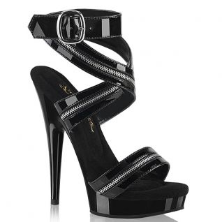 Chaussures sandales à brides noires vernies talon aiguille
