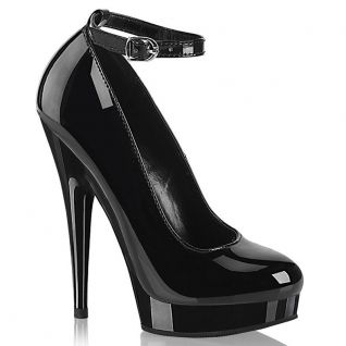 Escarpin noir vernis bride cheville talon haut
