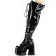 Bottes gothiques vernies noires à plateforme Demonia Cult Camel-300WC, talon haut et lacets