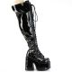 Bottes gothiques vernies noires à plateforme Demonia Cult Camel-300WC, talon haut et lacets