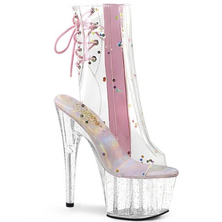Bottines sequins coloris rose et transparente