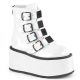 Bottines gothiques plateforme Demonia Cult Damned-105 noires à boucles, également disponibles en blanc holographique