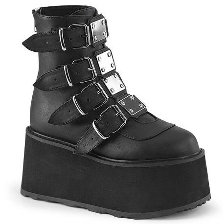 Bottines gothiques plateforme Demonia Cult Damned-105 noires à boucles, également disponibles en blanc holographique