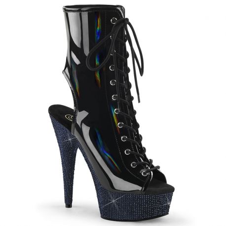 Bottine à lacet bout ouvert bejeweled