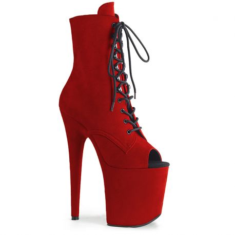 Bottines rouge petutes tailles sur plateforme