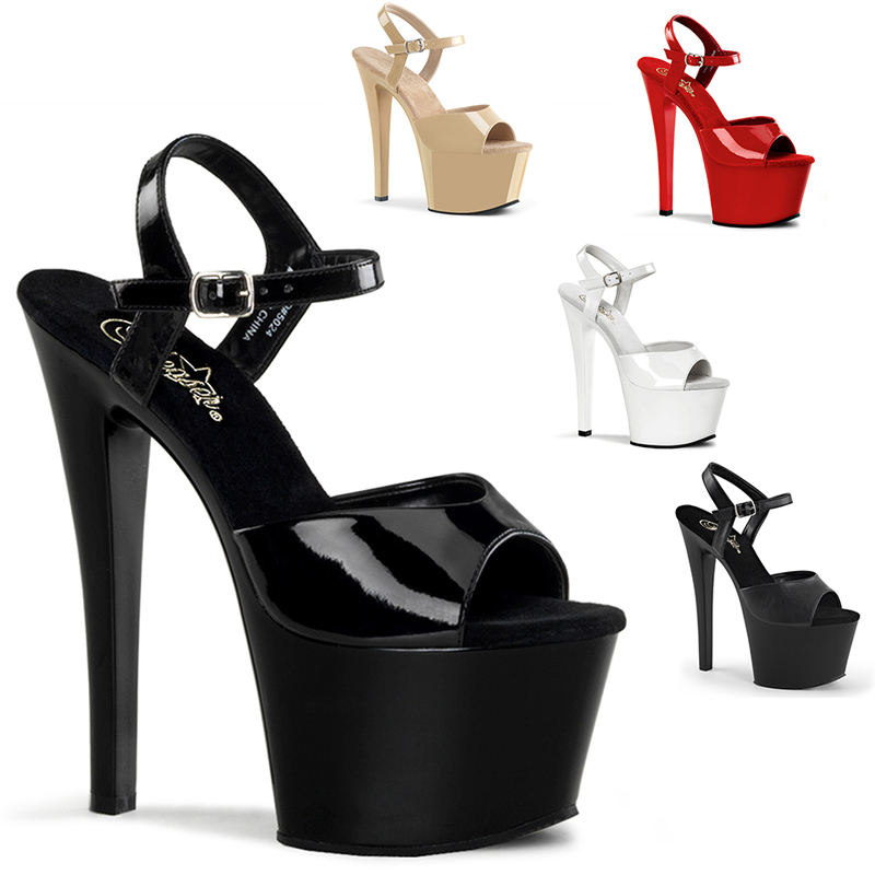 Sandales plateformes noires, rouge, blanc - Pointure : 46 - Couleur : Noir Mat - Pleaser - Modalova