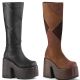 Bottes gothiques plateforme Demonia Cult Camel-280 en cuir végan, coloris noir et marron