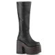 Bottes gothiques plateforme Demonia Cult Camel-280 en cuir végan, coloris noir 