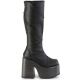 Bottes gothiques plateforme Demonia Cult Camel-280 en cuir végan, coloris noir 