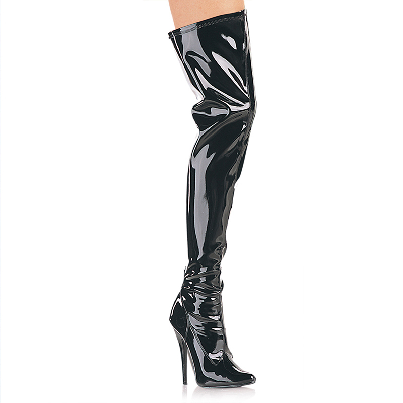 Cuissardes vernies noires talon extrême - Pointure : 43