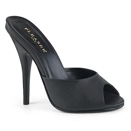 Mules noires mat talon fin sexy