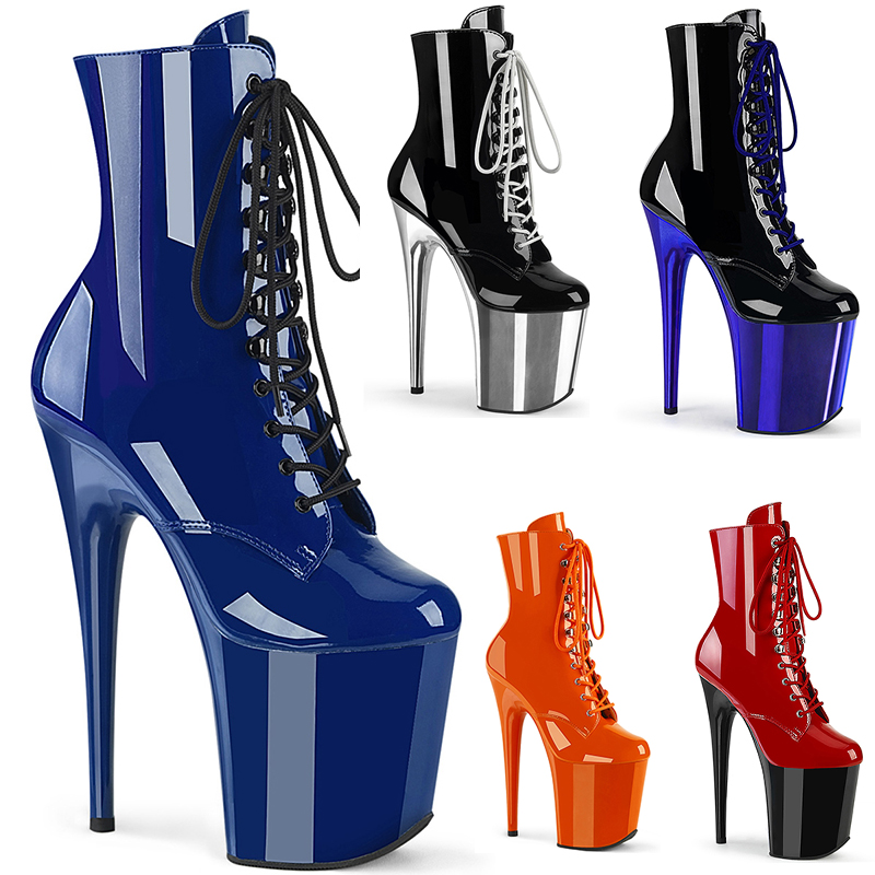 Bottines chromée flamingo haute plateforme - Pointure : 46 - Couleur : Bleu roi - Pleaser - Modalova