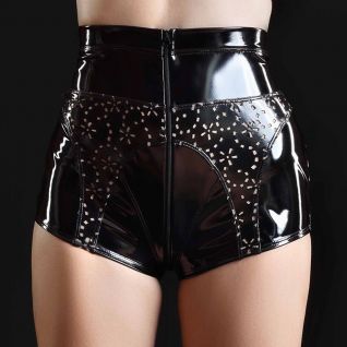 Short en vinyle taille haute
