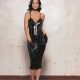 ✨ Robe longue corset Volcanique Patrice Catanzaro vinyle noir.