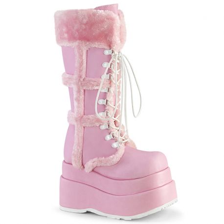 bottes plateforme rose gothique Demonia Cult Bear-202, chaussures femme tendance, mode alternative.