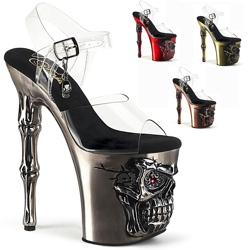 Sandales doigt haut talon 20 cm - Pointure : 40 - Couleur : Argent - Pleaser - Modalova