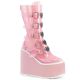 Chaussures gothiques femme avec lacets cœur, semelle compensée et matière transparente (noir et rose)