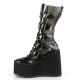 Chaussures gothiques femme avec lacets cœur, semelle compensée et matière transparente (noir et rose)