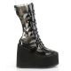 Chaussures gothiques femme avec lacets cœur, semelle compensée et matière transparente (noir et rose)