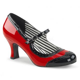 Escarpin gangster noir et rouge petit talon