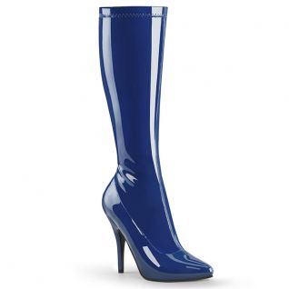 Bottes bleu roi vernies sur talon fin