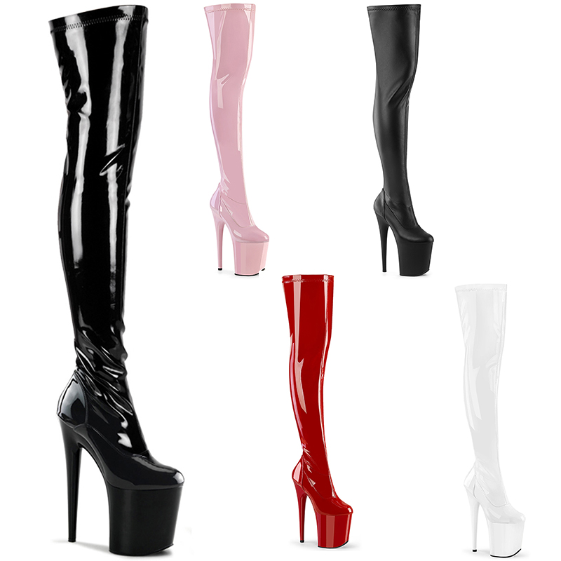 Cuissardes talons 20 cm - Pointure : 42 - Couleur : Noir vernis - Pleaser - Modalova