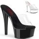 Chaussures mules noires et transparentes talon haut plateforme