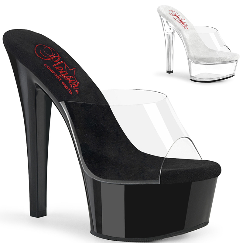Chaussures mules noires et transparentes talon haut plateforme - Pointure : 41 - Couleur : Transparent - Pleaser - Modalova