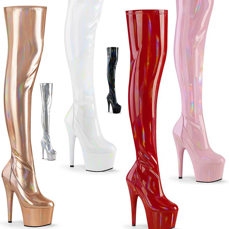 Cuissardes vernies hollogram - Pointure : 46 - Couleur : Rouge - Pleaser - Modalova