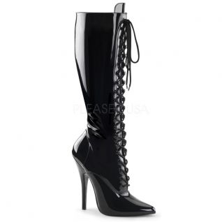 Bottes Noir vernis à Lacet Talon Aiguille