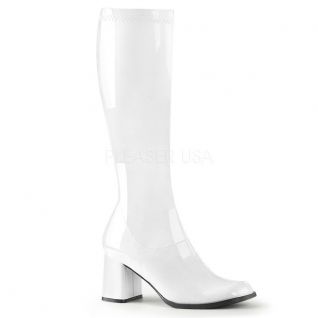 Botte originale blanche vernis talon carré
