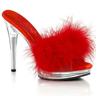 Mules rouges froufrou haut talon