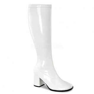 Botte blanche rétro talon large