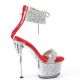 Sandale bride strass rouge plateforme