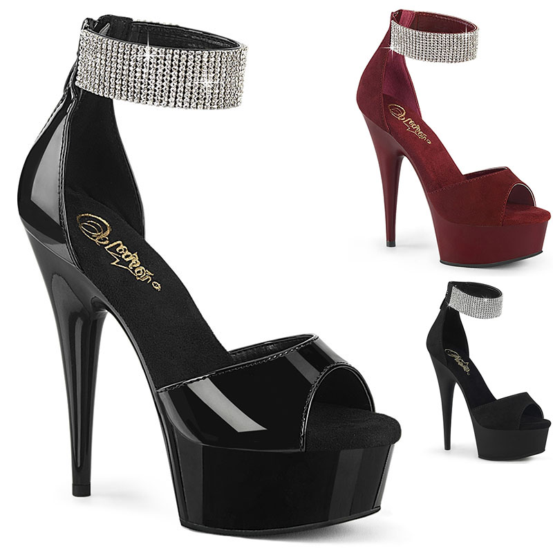 Sandales Large Bride en strass spéciale soirée - Pointure : 41 - Couleur : Noir - Pleaser - Modalova